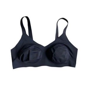 Knix Women's Padded V-Neck Evolution Bra Wide Strap Size 8 Black Wireless NEW